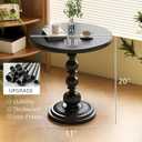 Funecy Metal Small End Table,Vintage Matte Black Round Side Table Nightstand for Bedside or Sofa,Small Accent Pedestal Table for Living Room Corners Bedroom Patio and bar (Matte Black)