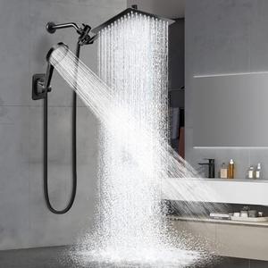 Shower Head,12”Rain Shower Head with Handheld Spray Combo and Adjustable Extension Arm/Shower System,High Pressure Rain Fall Hose,Chrome