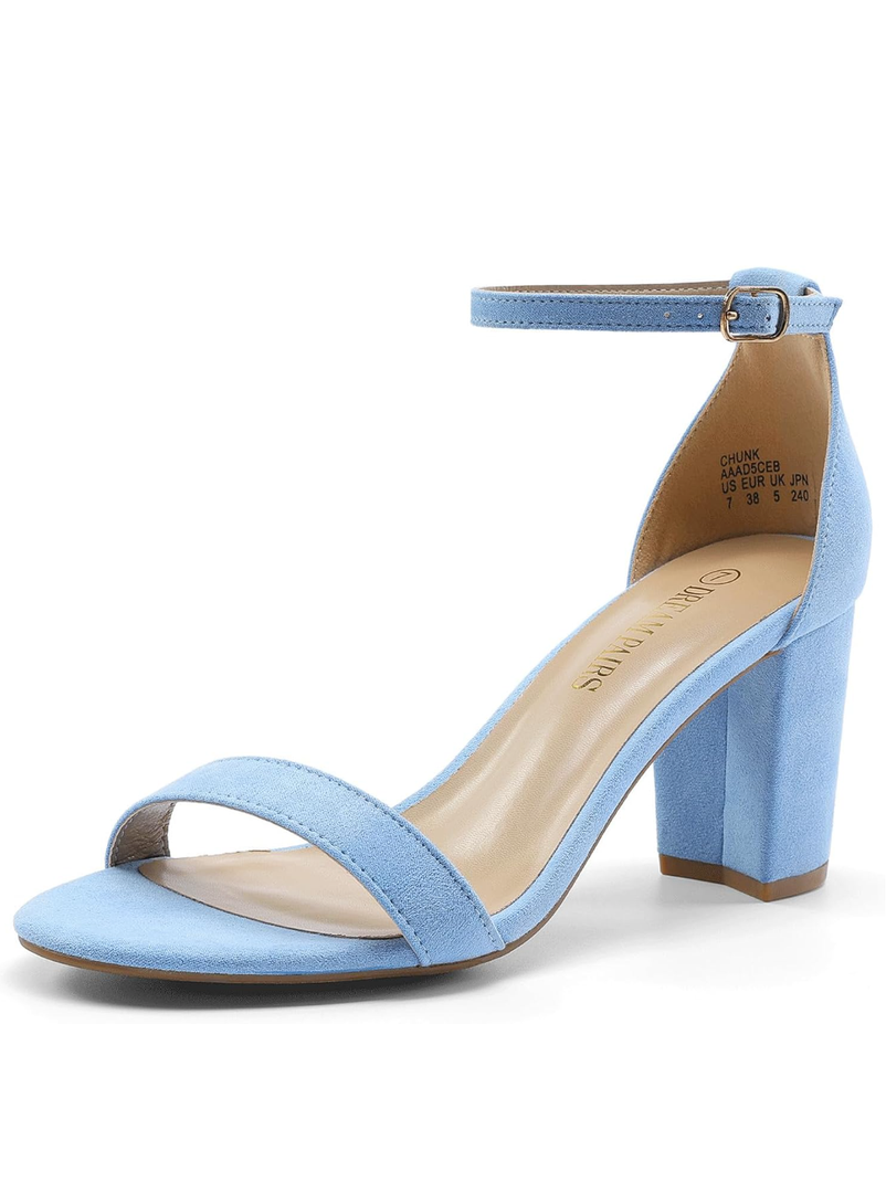 DREAM PAIRS Women's Chunk Low Heel Pump Sandals 7