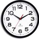Roymnie Atomic Wall Clock 10 Inch, Modern Clock Battery Operated Classic Analog Decorative for Kitchen, Living Room, Office, Bedroom, Bathroom (Black)