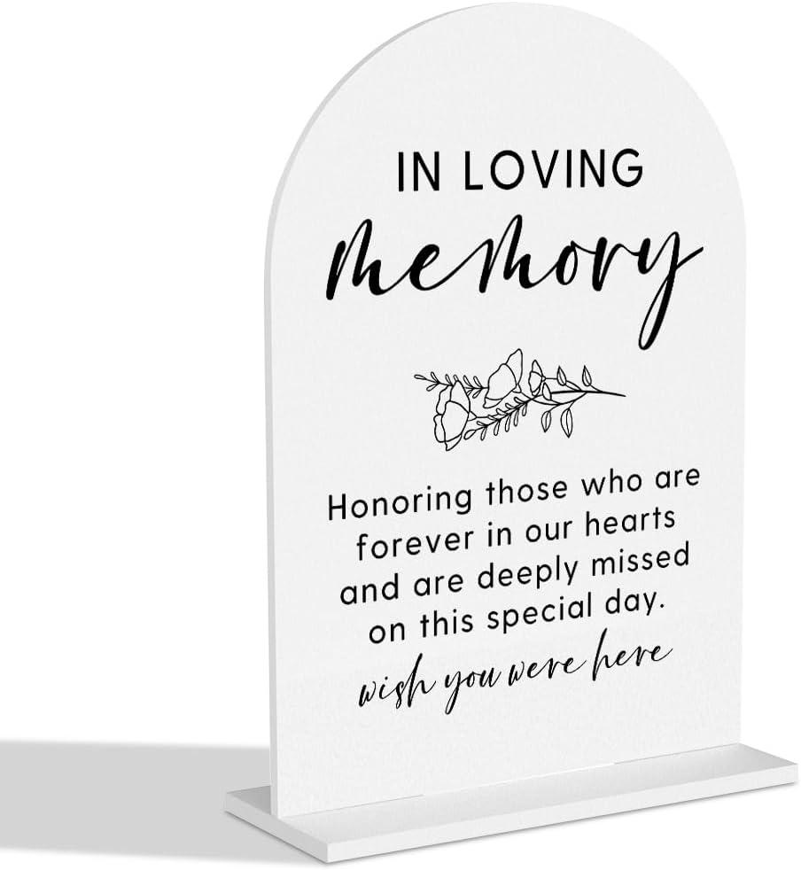 In Loving Memory Wedding Memorial Sign Wedding Memorial Table Sign for Bridal Shower Ceremony Reception Event Party Acrylic Decor