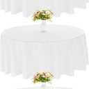 3 Pack 90 Inch Round White Polyester Tablecloth Bulk Washable Table Covers for Wedding Dining Table Buffet Parties Banquet Decor(White)
