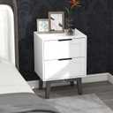 TaoHFE Modern Mid Century Wooden Nightstand with Drawer - 22 Inch Bedside Table with Storage for Bedroom - White (1 Pcs White)