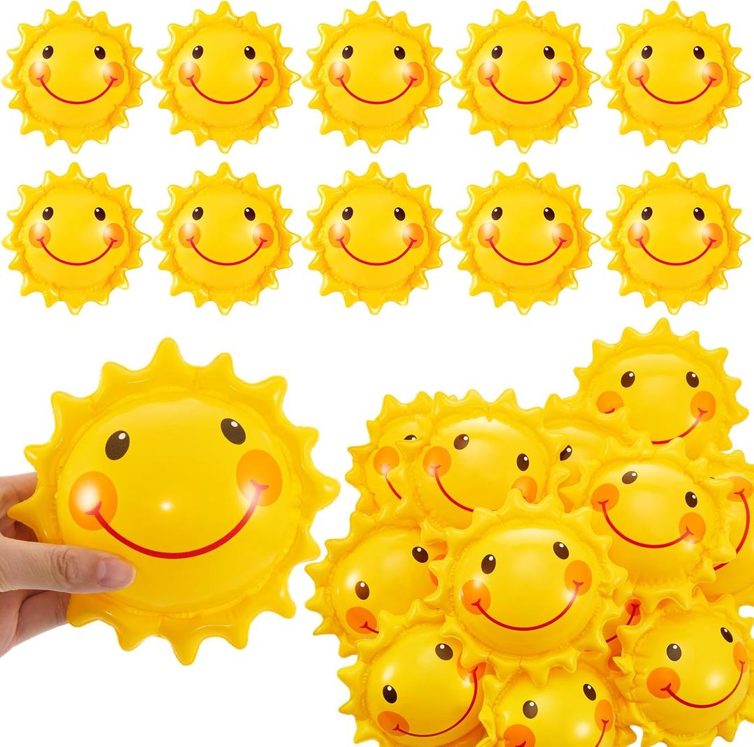 Jexine 24 Pcs Inflatable Beach Balls for Kids Beach Balls for Summer Pool Games Kids Birthday Pool Party Supplies(5 Inch, Sun)