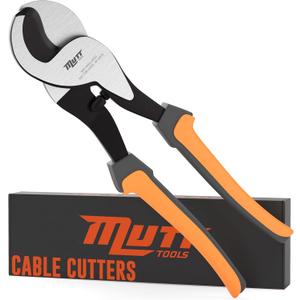 Mutt Tools 10 Inch Heavy Duty Cable Cutters for Electrical Wire - Professional Cable Shears for Copper & Aluminum - Cuts up to 2/0 Wire - Cable Cutter with Ergonomic Grip