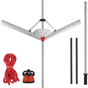 UBALANCE Weed Cutter for Lake Pond, Aquatic Weed Rake, Throwable Water Plant Cutting Tool Sharp V Blade with Cover, 37" Cut Width, 63" Long Handle, 30FT Rope