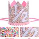 2 x Half Birthday Party Crown for Babies, Glitter 1/2 Birthday Rainbow Crown Hat Cute 6 Months Decorations for Party Photo Prop