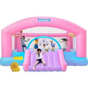 Large Bounce House for Big Kids, 14.8 x 14.5 FT Inflatable Bouncer Jumper Slide with 650W Blower, Basketball Hoop, Throw Ball Game, Ball Pits