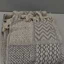 Bloomingville Grey Knit Fringe Pattern Cotton Blend Throw, 63" x 51"