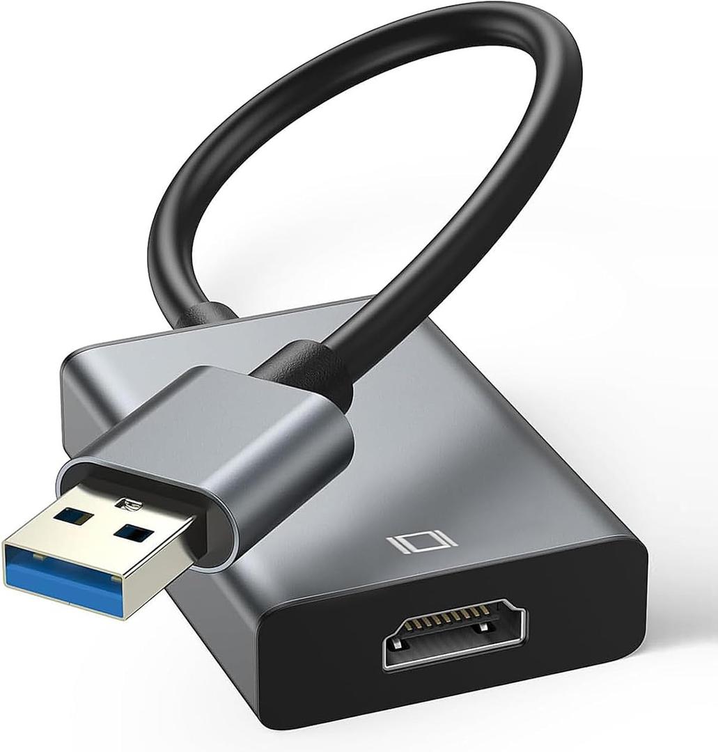 USB to HDMI Adapter, USB 3.0/2.0 to HDMI for Multiple Monitors 1080P Compatible with Windows 7/8/10/11Grey