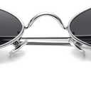 COASION Vintage Small Oval Aesthetic Sunglasses Retro for Women Men Hippie Cool Metal Frame Sun Glasses (A3 Silver Frame/Black Lens)