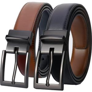 Lavemi Mens Belt Reversible 100% Italian Leather Dress Casual,One Reverse for 2 Colors,Trim to Fit (Adjustable from 26" to 34" Waist, Style1)