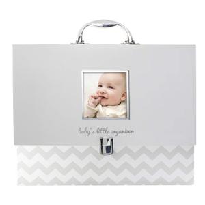 Pearhead Baby Briefcase and Document Organizer, All In One Expanding File Folder, Baby's Paperwork and Records, Newborn Keepsake and Memory Box with Labels, Baby Girl or Baby Boy Gift, Gray Chevron