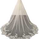 Cathedral Length 3M Sequin Wedding Bridal Veil With Metal Comb (Ivory)