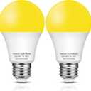 Bug Light Bulbs Outdoor, 40W Equivalent Amber Yellow LED Bug Lights for Outside, 6W 500LM 2000K for Porch Lights, Non-Attracting, Not-Dimmable A19 Bulb for Patio, Deck, Backyard, Hallway, 2 Pack