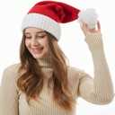 LMLALML Christmas Hats for Women, Kids and Men Elegant Knitted Warm Funny Beanie for New Year Festive Holiday Party (Red)