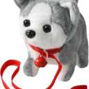 Plush Husky Toy Puppy Electronic Interactive Dog - Walking, Barking, Tail Wagging, Stretching Companion Animal for Kids Toddlers (Husky Dog)