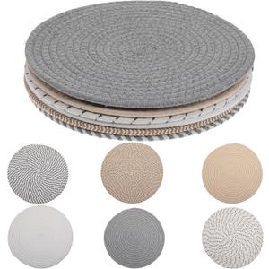 6 Pcs 10-inch Trivets for Hot Dishes, Pot Holders for Table Countertop, Thick Heat Resistant Large Coaster, Extra Large Trivets for Hot Pots and Pans, Round Woven Table Place Mats for Kitchen