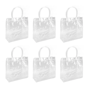 30Pcs 20x20x8cm Clear PVC Plastic Gift Bags with Handles Reusable Plastic Gift Wrap Tote Bags for Shopping Retail Goodies Business Boutique Wedding Birthday Party