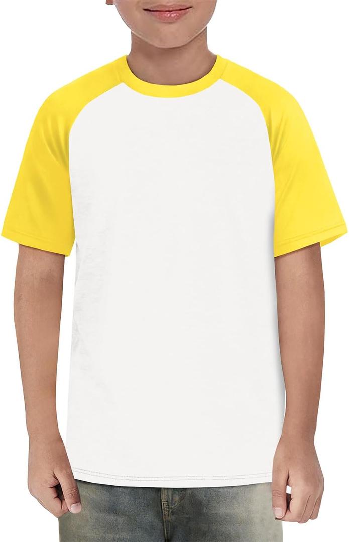 Boys Short Sleeve T Shirts Kids Summer Colorblock Tops Crewneck Casual Tee 5-14 Years