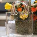 Purse Vase for Flowers, Fish Bowl with Bubble, Handbag Shape Clear Glass Vase, 10.6 inch Plant Vase for Christmas, Birthday Gift, Table Decor- Transparent