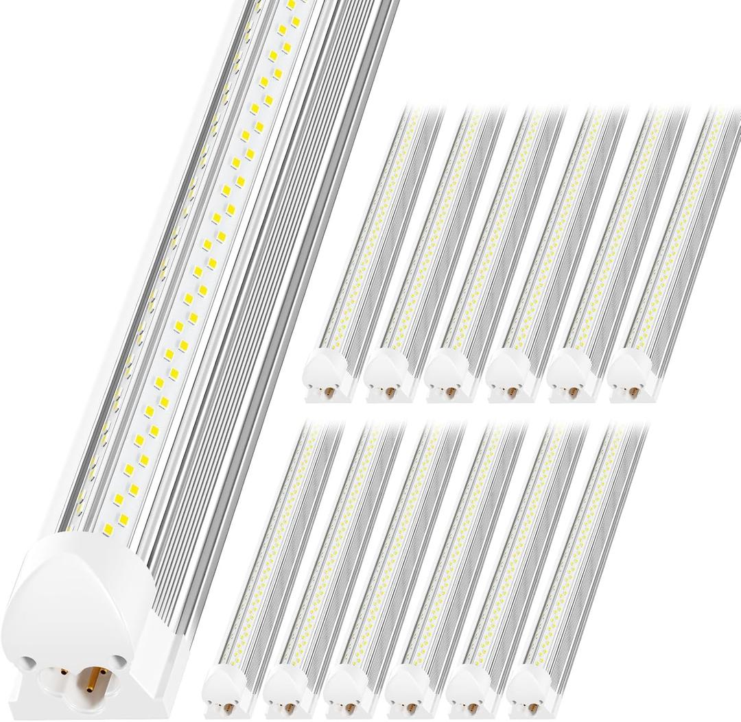 ONLYLUX LED Shop Light 4FT, 6000K 50W 7500LM, Linkable Utility Ceiling Light Fixture, 4 Foot T8 Integrated LED Tube Lights, V Shape High Output, Linkable with On/Off Switch (12 Pack)