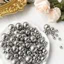 510Pcs Bright Silver Vase Filler Pearl Beads for Centerpieces Vases, 8/14/18mm No Hole Faux Polish Pearls for Floating Candle Home Birthday Wedding Table Decor