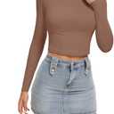 SKYZOO Long Sleeve Crop Tops for Women 2025 Slim Fit Basic Fall Fashion Y2k Teen Girl Clothes (XL)
