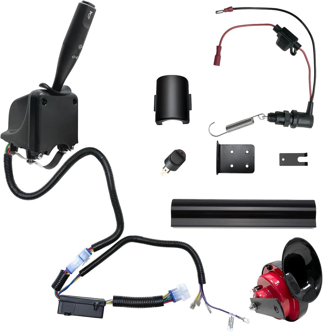 Golf Cart Turn Signal Kit for Club Car Precedent and Tempo,9-Pin Plug Upgrade Replaces Wiring Harness Kit with Horn Brake Light Switch,12V Plug and Play Time Delay Brake
