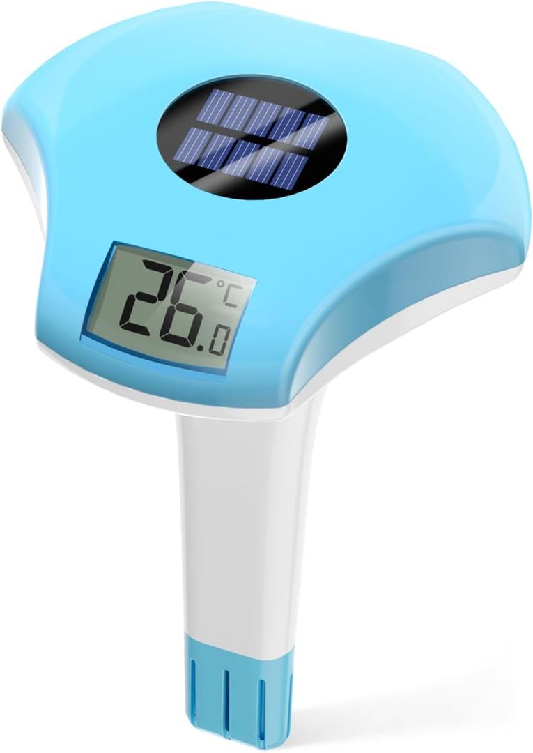 BALDR Floating Pool Thermometer, Solar Powered Pool Thermometer, Easy-to-Read/Use (Blue)