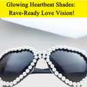 Pearl-Studded Heart Diffraction Glasses for Women, Diffraction Fashion Party Glasses Turn the Light Into Rainbow Heart Shape for Rave/Concert/Disco/Festivals/Bar Night Club/Fireworks Show
