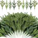 Yunlly 80 Pcs Christmas Artificial Pine Needle Branches 4 Styles Garland Greenery Plant Winter Fake Stems Xmas Tree Picks for DIY Wreath Centerpiece Vast Home Winter Wedding Party Decoration(Classic)