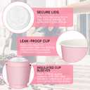 Patelai 100 Pcs 12 oz Disposable Coffee Cups with Lids and Sleeves Bulk, Insulated Hot Chocolate Paper Cup for Hot and Cold Beverage Water Juice Cocoa Tea Party Restaurants Travel Supplies (Pink)