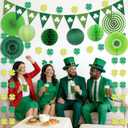 St. Patrick’s Day 12ct Party Decorations Supplies Kits, Green Shamrock Garland Banner with Paper Fans Lantern Honeycomb Ball