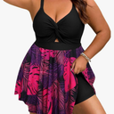 Arolina Plus Size Bathing Suit for Women Swim Dress Tummy Control Swimsuits Two Piece Flowy Tankini with Shorts 16W