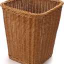 Wicker Waste Basket, Hand Woven Trash Can, Imitation Rattan Garbage Basket for Bedroom, Bathroom, Kitchen, Living Room (Square) (9.4" x 9.4" x 11")