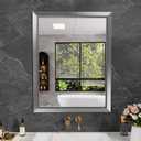 Amorho 28x36 Inch Bathroom Mirror Silver, Thick Metal Framed Wall Mirrors for Over Sink, Brushed Nickel Mirror Perfect for Bedroom, Living Room, Entryway, Rectangle (Horizontal/Vertical).