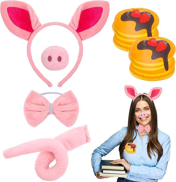 Maiteenly Book Story Character Costume Set Mouse/Dog/Cat/Pig & Cookie/Donut/Cupecake/Pancake Dress up Accessories for Adult(Pig & Muffin)