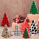 BBTO 6 Pieces Buffalo Plaid Tiered Tray Decor Wood Table Christmas Tree Rustic Wooden Pine Decor Christmas Tree Sign Xmas Table Centerpieces Sanding Wood Sign for Home Fireplace