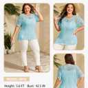Eytino Women's Plus Size Crochet Hollow Out Half Sleeve Summer Sweater