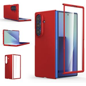 Foluu Slim Fit Case for Samsung Galaxy Z Fold 7, with Front Built-in Screen Protector, Ultra Thin Matte PC Protective Cover for Samsung Galaxy Z Fold7 5G 2025 (Red)