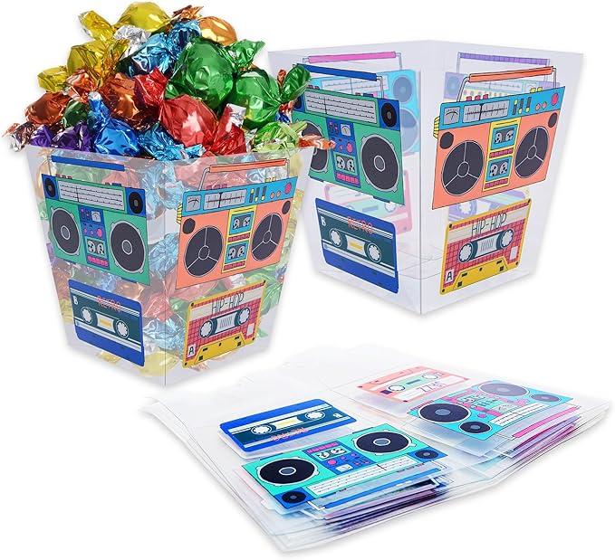 YAROMO Tape Radio Bucket Centerpiece, 6 PCS 80s Party Supplies, 90s Theme Birthday Party DecorationTape Radio Table Decor, Retro Hip Hop Disco Pop Music Party