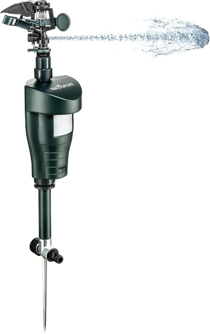 Abco Tech | Motion Activated Sprinkler/Animal Deterrent - Humane, Safe Way of Scaring Away Wild Animals - Coyoto, Deer, Cat - Motion Sensor Sprinkler to Deter Animals