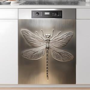 Dishwasher Magnet Sticker Cover Panel Decal Refrigerator Magnetic Sticker Decorative for Kitchen Decoration,Fridge Door Cover,Home Appliances Decor Stickers 23"x26" (Dragonfly)