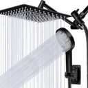 Shower Head,10Rain Shower Head with Handheld Spray Combo with 11'' Angle Adjustable Extension Arm/Flow Regulator/Shower System,High Pressure Rainfall Shower Head Clean Bathroom,Matt Black