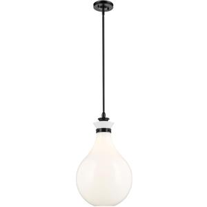 Kichler Laria 1-Light Pendant, Updated Traditional Light, Sloped Ceiling Compatible, for Kitchen with Opal Glass in Black (23.5" x 14"), 52777BK