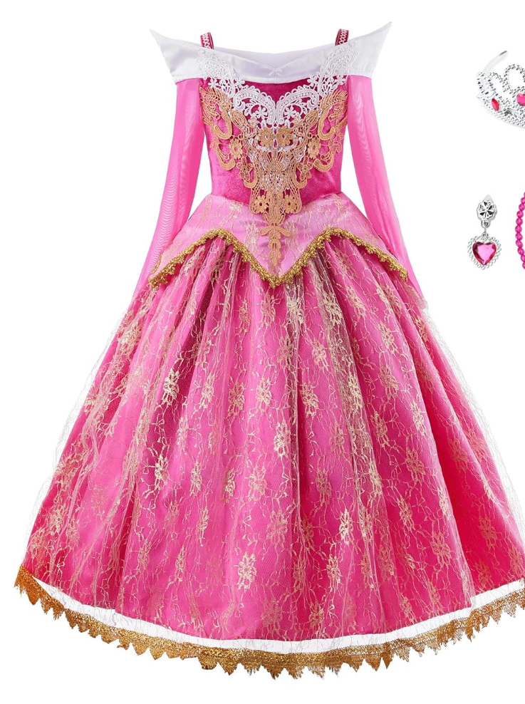 JerrisApparel Girls Pink Princess Costume Halloween Cosplay Party Dress up, 4T