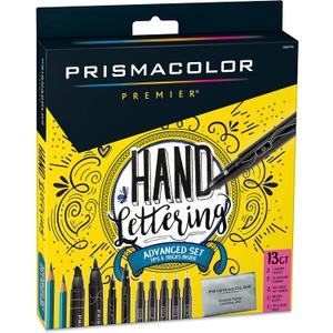 Prismacolor Premier Advanced Hand Lettering Set With Illustration Markers, Art Pens, Pencils, Eraser And Tips Pamphlet, Adult Coloring, 13 Count
