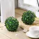 Hotop 2 Pcs 5 Inch Artificial Plant Topiary Ball 4 Layers Garden Spheres Boxwood Balls Artificial Topiaries Spheres Decorative Plants for Backyard, Balcony, Garden, Indoor Outdoor Decor(Green)