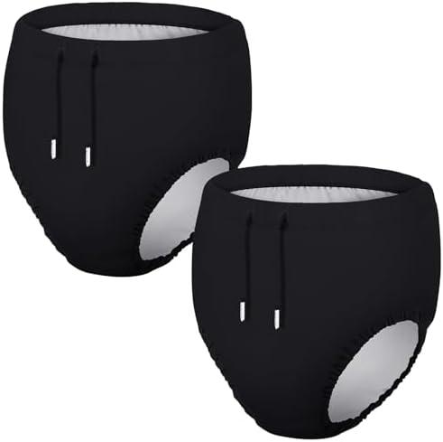Glitopper 2 Pcs Youth Special Needs Reusable Diapers Swim Diaper Waterproof Incontinence Underwear for Swimming, Unisex(Black, 10-12T)